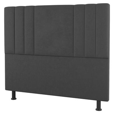Kit Cabeceira E Baú Cama Box King 195Cm Suede Cinza Escuro