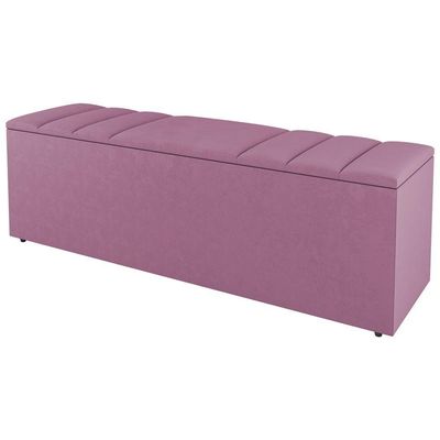 Kit Cabeceira E Baú Cama Box King 195Cm Suede Rosa