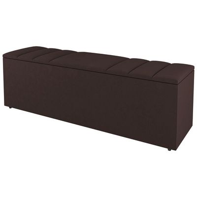Kit Cabeceira E Baú Cama Box King 195Cm Suede Marrom