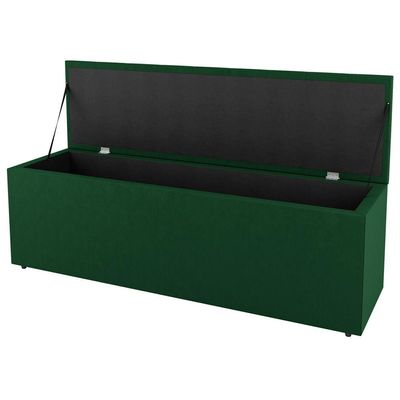 Kit Cabeceira E Baú Cama Box King 195Cm Suede Verde