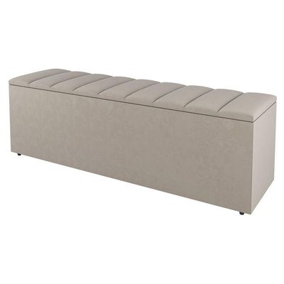 Kit Cabeceira E Baú Cama Box King 195Cm Suede Bege