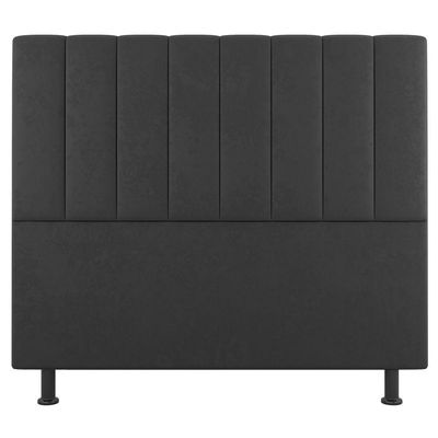 Kit Cabeceira E Baú Cama Box King 195Cm Suede Cinza Escuro