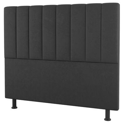 Kit Cabeceira E Baú Cama Box King 195Cm Suede Cinza Escuro