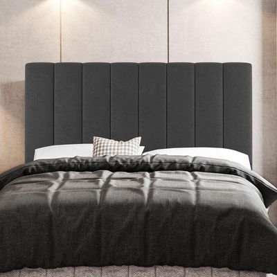 Kit Cabeceira E Baú Cama Box King 195Cm Suede Cinza Escuro