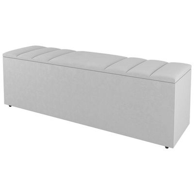 Kit Cabeceira E Baú Cama Box King 195Cm Sintético Branco