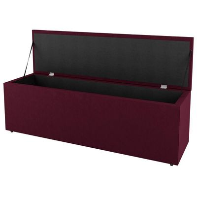 Kit Cabeceira E Baú Cama Box Queen 160Cm Suede Bordô