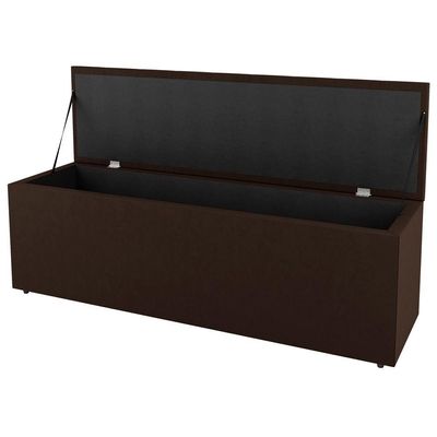 Kit Cabeceira E Baú Cama Box Queen 160Cm Sintético Marrom