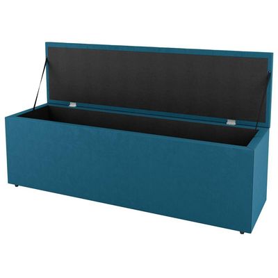 Kit Cabeceira E Baú Cama Box Queen 160Cm Suede Turquesa