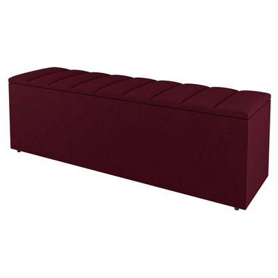Kit Cabeceira E Baú Cama Box Casal Cora 140Cm Suede Bordô