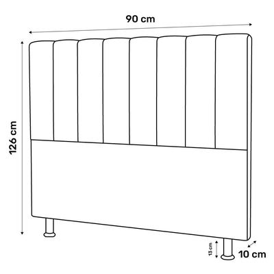 Cabeceira Cama Box Solteiro Cora 90Cm Sintético Preto