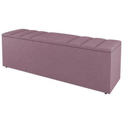 Kit Cabeceira E Baú Cama Box Solteiro Grace 90Cm Suede Rosé