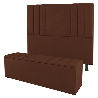 Kit Cabeceira E Baú Cama Box Casal 140Cm Terracota