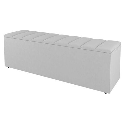 Kit Cabeceira E Baú Cama Box Queen 160Cm Sintético Branco