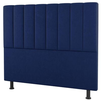 Kit Cabeceira E Baú Cama Box Queen 160Cm Suede Azul