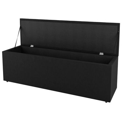 Kit Cabeceira E Baú Cama Box Casal Cora 140Cm Suede Preto