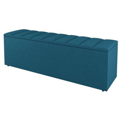 Kit Cabeceira E Baú Cama Box Casal 140Cm Suede Turquesa