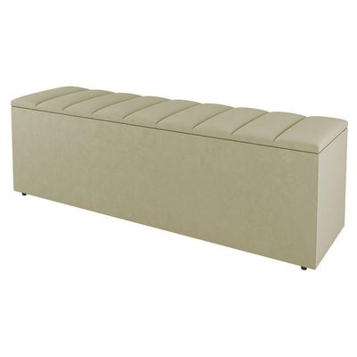 Kit Cabeceira E Baú Cama Box Casal 140Cm Sintético Bege