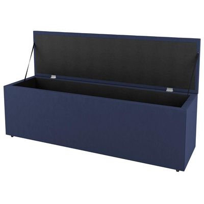 Kit Cabeceira E Baú Cama Box Solteiro Grace 90Cm Suede Azul
