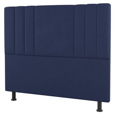 Kit Cabeceira E Baú Cama Box Queen 160Cm Suede Azul