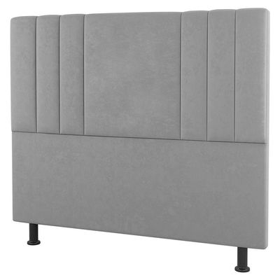 Kit Cabeceira E Baú Cama Box Queen 160Cm Suede Cinza Claro