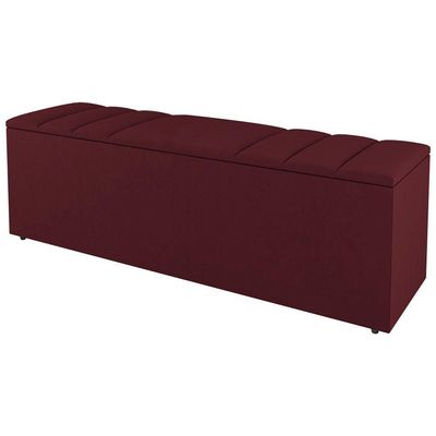 Kit Cabeceira E Baú Cama Box Queen 160Cm Suede Bordô