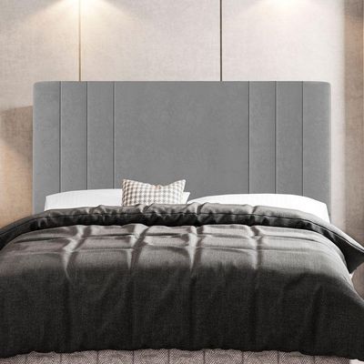 Kit Cabeceira E Baú Cama Box King 195Cm Suede Cinza Claro