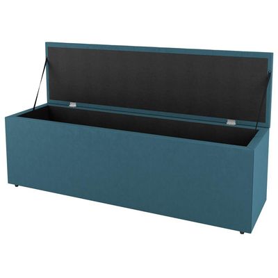 Kit Cabeceira E Baú Cama Box King 195Cm Suede Turquesa