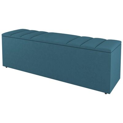 Kit Cabeceira E Baú Cama Box King 195Cm Suede Turquesa