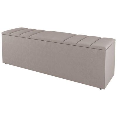 Kit Cabeceira E Baú Cama Box Casal Grace 140Cm Suede Bege
