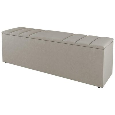 Kit Cabeceira E Baú Cama Box Casal 140Cm Sintético Bege