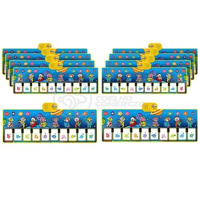 Kit 10 Un Piano Music Tapete Musical 10 Teclas Touch azul