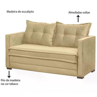 Sofa Cama 02 Lugares Londres Suede Marfim Suede Marfim
