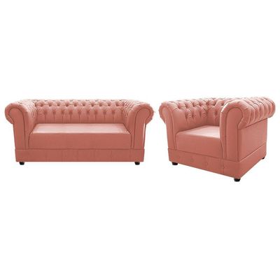Kit Poltrona Namoradeira Chesterfield Ana Coral