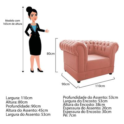 Kit Poltrona Namoradeira Chesterfield Ana Coral