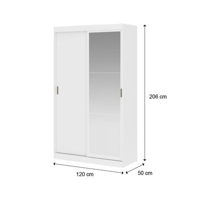 Guarda Roupa Casal 2 Portas 2 Gav Espelho Branco