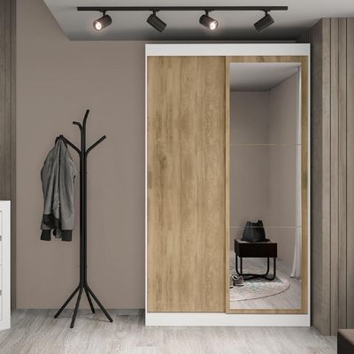 Guarda Roupa Casal 2 Portas 2 Gav Espelho Branco