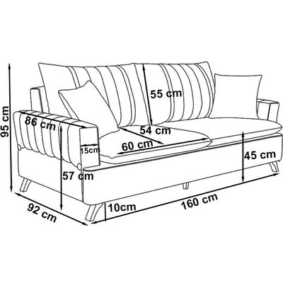 Sofa 2 Lugares 160 Cm Eron Linho Cinza Vazzano Cinza