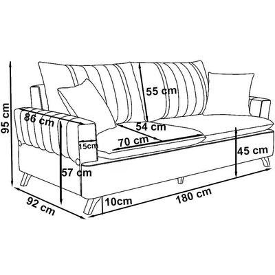 Sofa 3 Lugares 180 Cm Eron Linho Cinza Vazzano Cinza