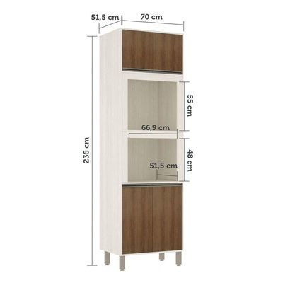 Paneleiro De Cozinha 70 Cm Nichos Para Forno E Microondas Li