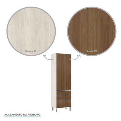 Paneleiro De Cozinha 70 Cm 3 Gavetas Linea Pátina Ff C/ Avel