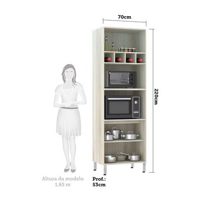 Paneleiro 70 Cm Duplo Nicho Luci Legno Crema Com Branco