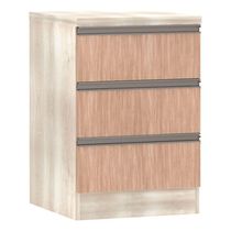 Mesa De Cabeceira 3 Gavetas 40Cm Estrutura Legno Crema Prime