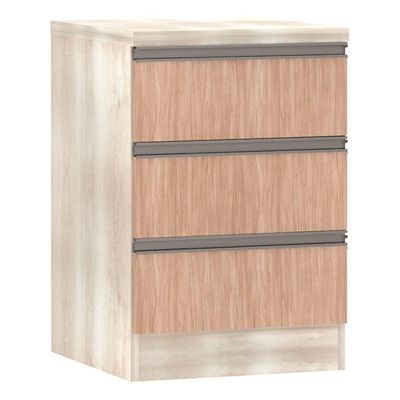 Mesa De Cabeceira 3 Gavetas 40Cm Estrutura Legno Crema Prime