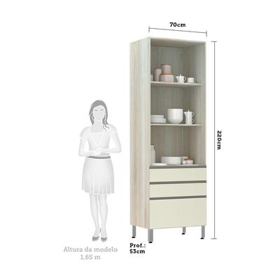 Paneleiro 70Cm Vidro Bronze Luci Legno Crema Com Kashmir