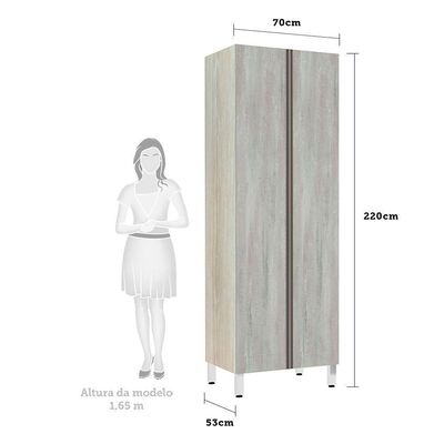 Paneleiro 70Cm Duplo 2 Portas Luci Legno Crema Com Concreto