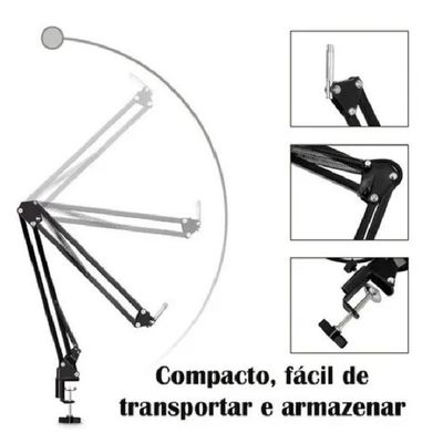 Braço Articulado Suporte De Mesa Aço Para Microfone