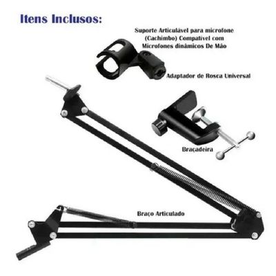 Braço Articulado Suporte De Mesa Aço Para Microfone
