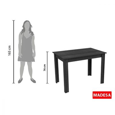 Mesa Retangular com Tampo de Madeira Rustic Madesa