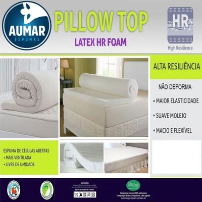 Pillow Top Látex Hr Foam Solteiro 88 X 1,88 X 7cm Aumar