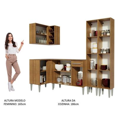 Cozinha Completa de Canto Madesa Emilly Music Rustic